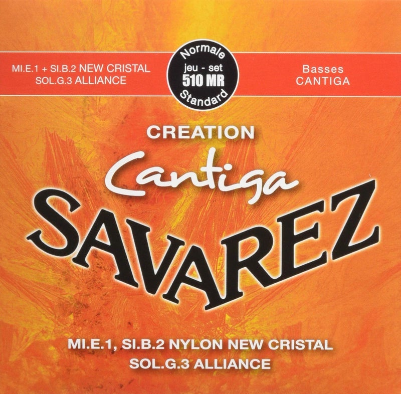 Savarez Classical Guitar Strings Creation Cantiga 510MR New Cristal 1st "e" and 2nd "B", Alliance 3rd "G", Cantiga Basses, Normal Tension, Full Set (STSAV51-50402) - Image 1